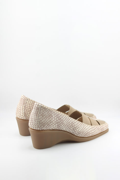 DFC Relax Textured Slip-On Comfort Wedge Loafer with Elastic Panels